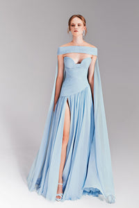 HerTrove-Corseted bodice chiffon dress
