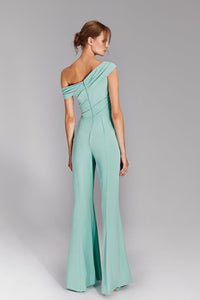 HerTrove-Asymmetrical neckline crepe jumpsuit