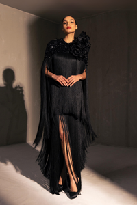 HerTrove-Floral tassel gown with embroidery