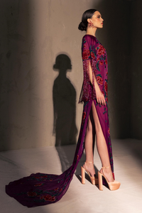 HerTrove-Floral embroidered tassel sleeves gown