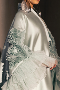 HerTrove-Kaftan dress with tulle ruffles and patterns