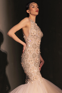 HerTrove-sleeveless embroidered gown