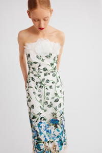 HerTrove-Midi tulle dress with beaded sequins