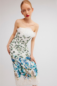 HerTrove-Midi tulle dress with beaded sequins