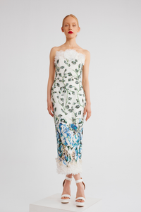 HerTrove-Midi tulle dress with beaded sequins
