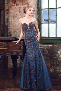 HerTrove-Fully embroidered strapless gown