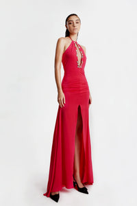 HerTrove-High slit sleeveless jersey dress