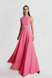 HerTrove-Sleeveless cady dress with embroidery