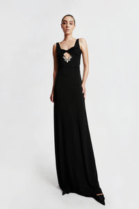 HerTrove-Sleeveless jersey dress with embroidery
