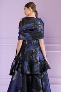 HerTrove-Evening gown with matching shimmering jacquard stole