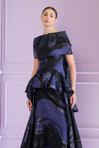 HerTrove-Evening gown with matching shimmering jacquard stole