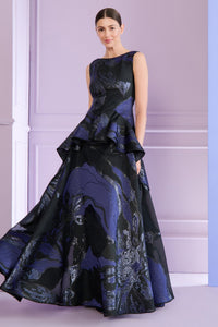 HerTrove-Evening gown with matching shimmering jacquard stole