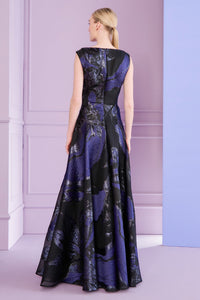 HerTrove-Jacquard ball gown with wide swirling skirt