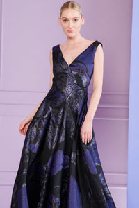HerTrove-Jacquard ball gown with wide swirling skirt
