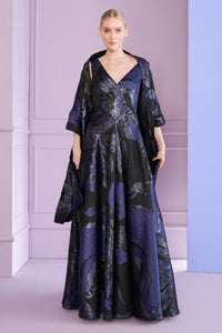 HerTrove-Jacquard ball gown with wide swirling skirt