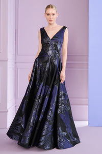 HerTrove-Jacquard ball gown with wide swirling skirt