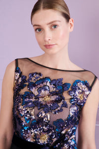 HerTrove-A-line gown with sequined bodice