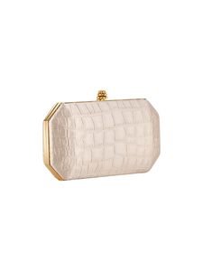 HerPorte-Champagne Bubble Stamped Satin Perry Clutch