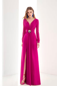 pink long sleeve rhinestone dress Long Sleeve Bardot Crystal Sequin Maxi Dress Pink