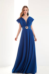 HerTrove-Crepe dress with brooch belt