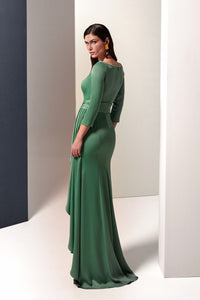 HerTrove-Crepe Dress with Rhinestone Accent