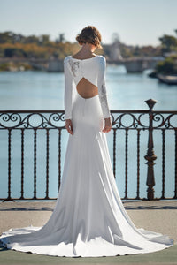 HerTrove-Elegant lace gown with long sleeves