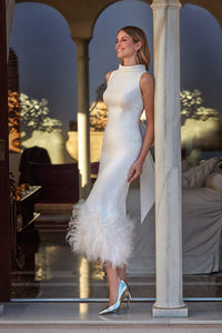 HerTrove-Statement gown with feathered hem