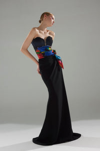 corset column dress Champagne Crystal Corset Gown