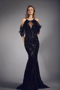 HerTrove-Fully beaded off shoulder dress