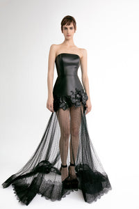 HerTrove-Leather and lace dress