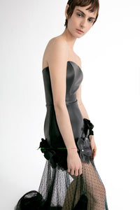 HerTrove-Leather and lace dress