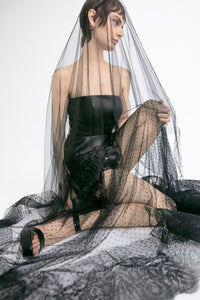 HerTrove-Leather and lace dress