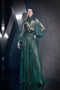 Her Trove-Puff Sleeves Embroidered Gown