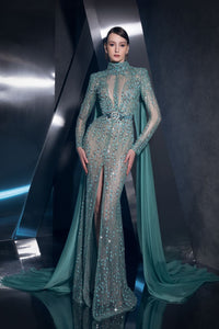Her Trove-Beaded Dress With Muslin Cape