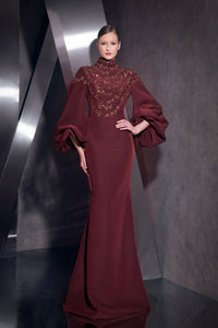 Her Trove-Puff Sleeves Embroidered Dress