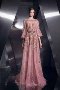 Her Trove-Off Shoulder Embroidered Gown
