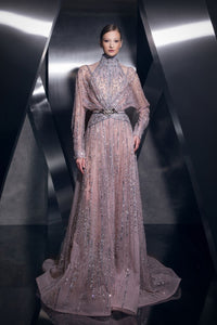 Her Trove-Fully Beaded High Neck Dress