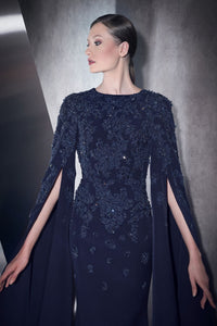 Her Trove-Cape Sleeves Crepe Dress