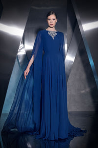 Her Trove-Cape Sleeves Muslin Dress With Embroidery