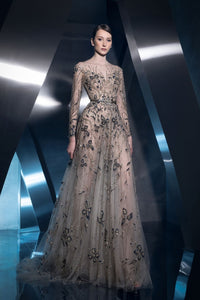 Her Trove-Fully Beaded Long Sleeves Dress