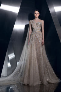 Her Trove-Fully Beaded One Shoulder Dress