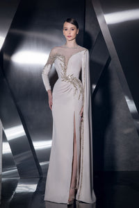 Her Trove-Asymmetrical Neckline Crepe Dress