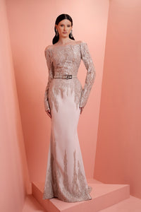 Mermaid dress with embroidered lace bodice and hem – HERTROVE
