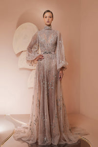Her Trove-Fully beaded dress with long puff sleeve