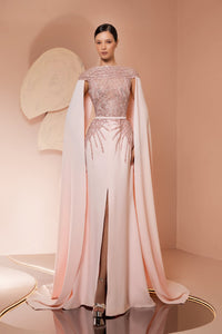 Her Trove-Cape sleeves crepe dress