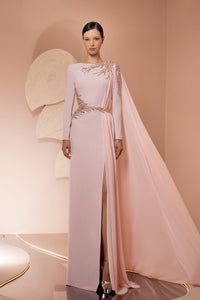 Her Trove-Crepe dress with long muslin scarf