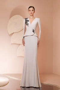 Her Trove-Long sleeves crepe mermaid dress