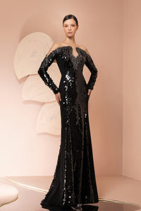 Her Trove-Long sleeve sequined dress