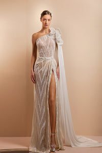 Her Trove-long scarf beaded slit dress