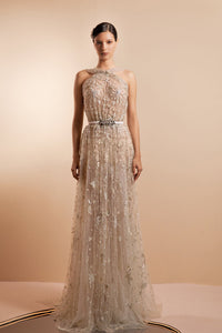 Her Trove-Halter neck beaded dress